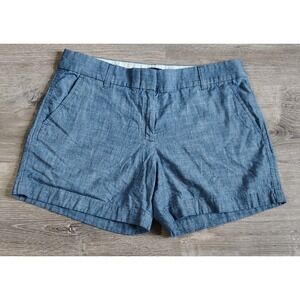 J.Crew Factory Womens Chambray‎ Shorts Blue 6 Lightweight Classic Cotton AY431